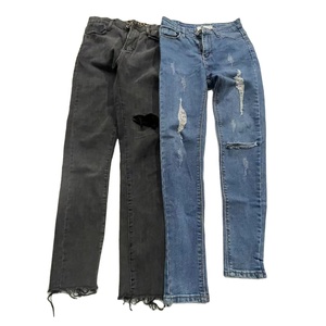 Jeans en denim d'occasion Y2K pour femmes, pantalons déchirés à la mode, jeans usagés à genoux déchirés, vente en gros à prix réduit - Product Image 3