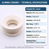 Bague de bride en céramique d'alumine Al2O3 à 99,7 % usinée avec précision par CNC, pièces structurelles en céramique isolante haute température
