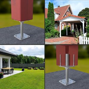 Soportes de poste galvanizados y atornillados Soporte de poste y conectores de tierra ajustable en altura - Product Image 3
