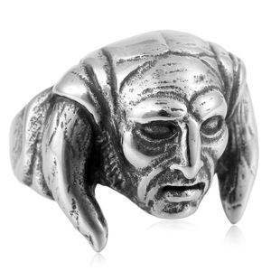 yunnique Men's <b>Titanium</b> Steel <b>Ring</b> Face Shape Retro Monster Design Gift Jewelry - Product Image 4