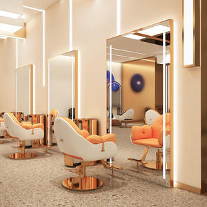 Winplus disegna oro in piedi capelli bellezza <span class=keywords><strong>parrucchieri</strong></span> doppio lato specchio salone con luci a Led - Product Image 3