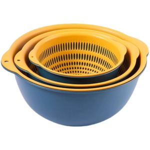 Double Layer Drain Basket <b>Plastic</b> <b>Kitchen</b> Vegetable Fruit Washing Colander Set 36X26.5X22cm - Product Image 4