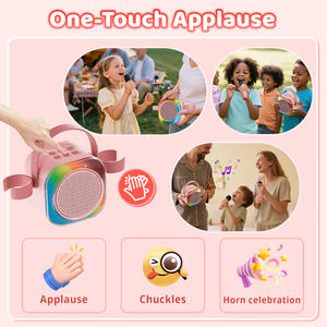 Juego de altavoces de <span class=keywords><strong>karaoke</strong></span> mini LED portátiles superventas con 2 micrófonos inalámbricos. Ideal para el entretenimiento de los niños, cuenta con sonido HiFi - Product Image 5