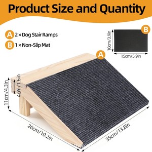 Rampa de madera transfronteriza para mascotas, escalera de asistencia para perros en escaleras, alfombra antideslizante a rayas, escalones de rampa para gatos y perros - Product Image 4