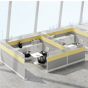 Modern 2-Person Modular Meeting <b>Table</b> with <b>Aluminum</b> Partition MDF Office Cubicle Workstation for Home or School Use - Product Image 5