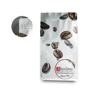 Factory Customized 250g 500g 1kg Foil Coffee Bean Bags Design Print Zipper Lock Flat Bottom Coffee Bags With Valve