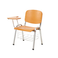 Chaise de formation avec tableau d'écriture, chaise de conférence avec structure en acier et plateau en bois, ensemble chaise et bureau pour étudiant