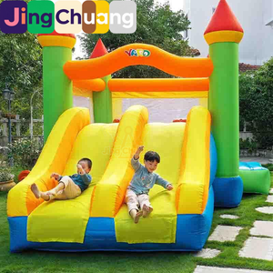 <span class=keywords><strong>Castillo</strong></span> Inflable Infantil con Tobogán, Trampolín Grande para Interiores y Exteriores, Juguete de PVC Reforzado con Doble Tobogán - Product Image 1