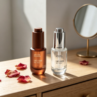 Flacon de sérum en verre givré mat, verre épais de luxe avec compte-gouttes pour les soins de la peau haut de gamme