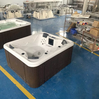 Bañera de Hidromasaje Sexy con Agua Caliente, Bañera de Hidromasaje Grande para Exteriores, Bañera de Hidromasaje Europea de Acrílico para 4 Personas con Cubierta Térmica