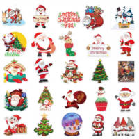 Papier adhésif personnalisé de haute qualité Joyeux Noël Père Noël Festival Autocollants pour cartes de Noël colorées en feuille