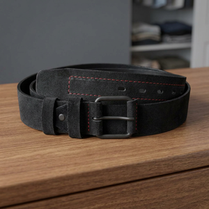 Cinturón Casual Negro de Color Sólido con Hebilla de Pin Rectangular, Duradero, de 2.5 Pulgadas de Ancho - Product Image 4