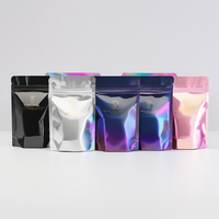 Sachet Doypack Personnalisé Argent Métallisé avec Fermeture Zip et Coins Arrondis pour Aliments pour Animaux 1,5 kg, Emballage Transparent Haute Brillance
