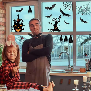Halloween Spooky Festive Double Sided <strong>Decals</strong> Featuring Spider Bat Tree Spirit PVC Window Stickers for Home Party Exterior Decor - Product Image 3
