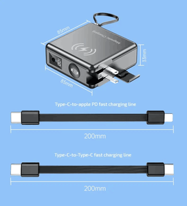 Batterie externe de voyage sans fil 6 en 1 <span class=keywords><strong>Chargeur</strong></span> rapide portable 15000mAh Câbles intégrés Affichage LED Batterie externe pour airpod - Product Image 3