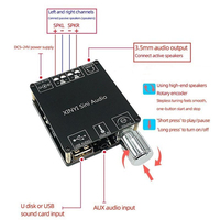 2*50W ForBT 5.0 Amplificateur de puissance Classe D Audio 10W ~ 200W HiFi Stereo Wireless Music Player MiniUSB Sound Card App Digital AMP