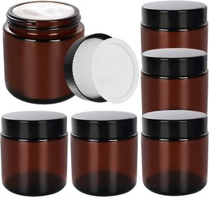 2oz 4oz 8oz <b>Empty</b> <b>Plastic</b> Jar Cosmetic Cream <b>Bottles</b> Brown PET Body Cream Jar Sunscreen Cream Jar with Lids Cosmetics Package - Product Image 1