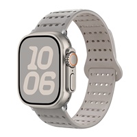 Für Watch 1-11/Ultra 1-3 Loch Silikon Magnetisches Saugband Hohler Einzelring-Verschluss Uhrenarmband