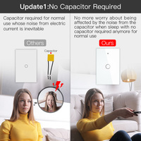 Interruptor de Pared Inteligente Tuya Zigbee con Control Remoto por Aplicación, Compatible con Cable Fase y Cable Neutro, Interruptor Inteligente de 1 Canal