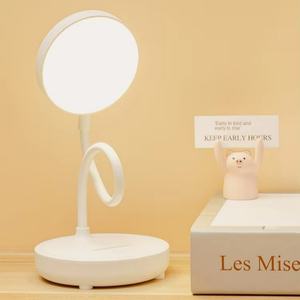 Lampe de lecture de bureau à tête ronde avec chargement USB, protection des yeux, trois couleurs réglables, flexible, lampe de table LED - Product Image 1