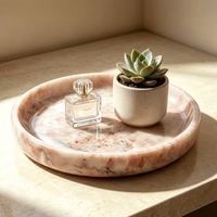 Plateau à thé rond de luxe en marbre naturel avec rainures sculptées pour usage domestique moderne, hospitalier et tables basses – Design graphique