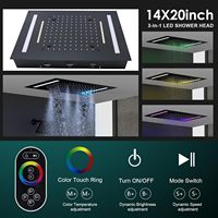 14x20 pouces luxe noir montage au plafond LED pluie Double pluie pommeaux de douche salle de bain système de douche thermostatique ensemble de luminaires