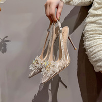 Chaussures à talon pour femme avec décoration en strass, élégantes, pour soirée et mariage, talons aiguilles 6/8/10 cm, collection 2025