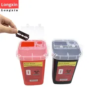 Poubelle de recyclage de lames jetables écologiques, boîte à outils tranchants, poubelle carrée en plastique noir et rouge, modèle M-022302, vente en gros