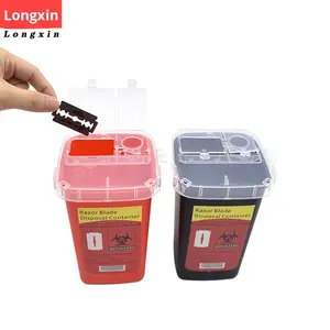 Cubo de reciclaje de cuchillas ecológicas desechables Longxin, caja de herramientas afiladas, cubo de basura cuadrado de plástico Rojo Negro, modelo, venta al por mayor - Product Image 3