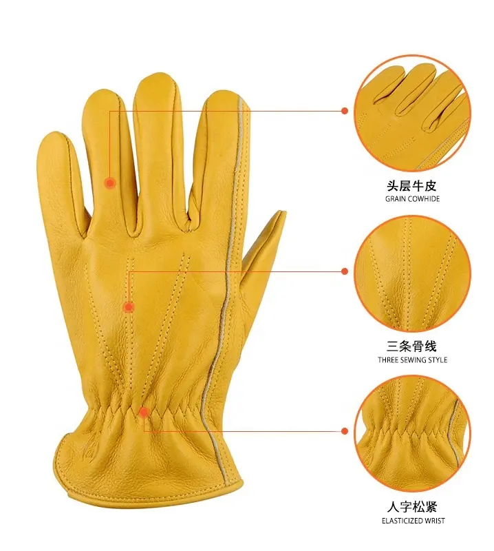 Hot sales Cowhide leather working gloves garden mechanical safety protective gloves