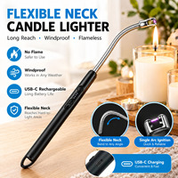 Allume-cigare électrique à arc plasma sans flamme à long bec de cygne, rechargeable avec affichage de la batterie, pour barbecue, camping, cheminée