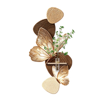 Art Mural Papillon Sculpté 3D, Déco Murale Suspendue Bohème Luxueuse avec Vase Hydroponique Verre, Déco Maison Moderne