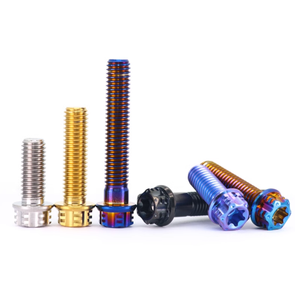 OEM <span class=keywords><strong>Titanium</strong></span> <span class=keywords><strong>Gr2</strong></span> Gr5 warna emas biru hitam Anodized metrik ulir kasar Torx Hex kepala baut flensa