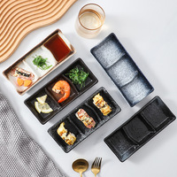 Ensemble de plats de service carrés en porcelaine de style minimaliste, trois compartiments, passe au micro-ondes, marque HIXIN, émaillé, pour la maison et les restaurants