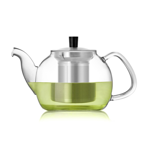 New Arrival độc đáo màu xanh lá cây Tea Kettle 900ml văn phòng OEM rõ ràng Glass Tea Wares ấm trà với bộ lọc bằng thép không gỉ - Product Image 1