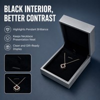 Vente directe d'usine, boîte à bijoux en stock, emballage de bijoux en cuir gris avec doublure en velours noir pour pendentifs, petites entreprises
