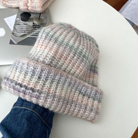 Bonnet tricoté dégradé Fil mélangé Bonnet tricoté chaud