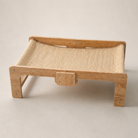 YAOYUE Lit-griffoir pour chat en bois massif avec hamac en sisal tressé, pour chats d'intérieur, 60x32x27 cm