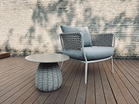 Canapé d'extérieur Hangkai, chaise en rotin pour balcon, canapé individuel en rotin pour cour extérieure, chaise décontractée en rotin pour balcon, table basse