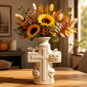 <span class=keywords><strong>Vaso</strong></span> <span class=keywords><strong>in</strong></span> Ceramica Minimalista ed Ecologico per Halloween, Decorazione da Tavolo a Forma <span class=keywords><strong>di</strong></span> <span class=keywords><strong>Zucca</strong></span>, Teschio, Scheletro e Pipistrello - Product Image 3
