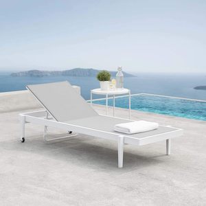 Chaise longue <span class=keywords><strong>de</strong></span> piscine réglable en aluminium avec cadre en textilène respirant, chaise longue <span class=keywords><strong>de</strong></span> patio pour la relaxation au bord <span class=keywords><strong>de</strong></span> la piscine ou dans le jardin - Product Image 1