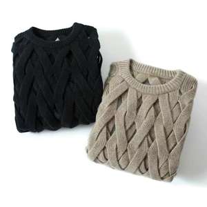 Pull décontracté pour femme en maille <span class=keywords><strong>ajourée</strong></span> à col rond avec logo frontal, haute densité de fibres (GSM élevé) - Product Image 6