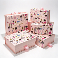 Boîte cadeau pliable de dessin animé, logo personnalisable, impression numérique, boîte de rangement magnétique de luxe pour robe de mariée, chemise, chaussures, vêtements de bébé