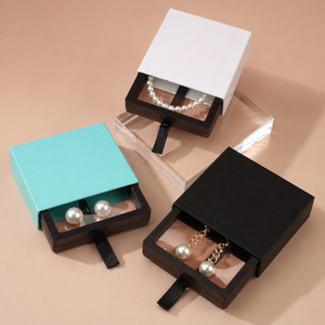 Caja de Regalo Cuadrada de Cartón Corrugado de Alta Gama con Cinta, para Almacenamiento de Joyas, con Lámina Dorada, Materiales Reciclados, para Bodas - Product Image 1