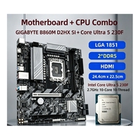 Kit CPU Desktop Gigabyte B860M D2HX SI Micro-ATX Bekas, Prosesor Intel B860 Core Ultra 5 230F, Dual DDR5 128GB, Port SATA