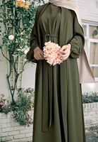 Ensemble Abaya Femme Couleur Unie en Crêpe, Style Modeste, Vêtement Islamique, 2 Pièces, Robe Longue pour Adultes Musulmanes - Vente Chaude