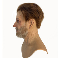 Masque intégral en silicone à texture de peau réaliste avec cheveux et barbe, visage d'homme âgé pour théâtre, cinéma, film, farce