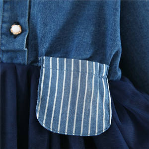 เสื้อผ้าเด็กขายส่งจำนวนมาก ชุดเดรสยีนส์ดีไซน์เนอร์มาซาคาลี ลูกไม้สีฟ้าสำหรับเด็กผู้หญิง รูปภาพสำหรับเด็กผู้หญิง - Product Image 3