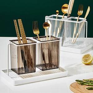 Support mural de rangement pour baguettes et cuillères, en plastique, avec égouttoir, style luxe léger, pour cuisine domestique et restaurant - Product Image 1