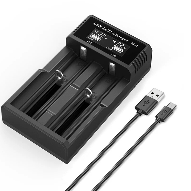 2 Bay 4 Bay 3.7v Lithium Ion and 1.2V Nimh Battery Charger for 18650 26650 21700 18500 AA AAA Batteries